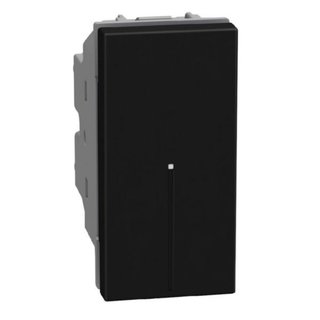 BTicino 1-way 1P 10AX 1 module dark, axial, lightable, automatic terminals — YD4051A