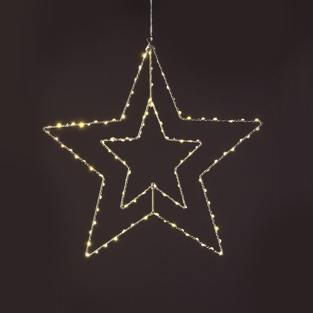 ACA Lighting "SILVER STAR" 113 ΜΙΝΙ LED LIGHTS, WW, SILVER COPPER WIRE, ADAPT. (4.5VDC),IP44 56CM & 3M TRAN/NT CABLE — X0611314224