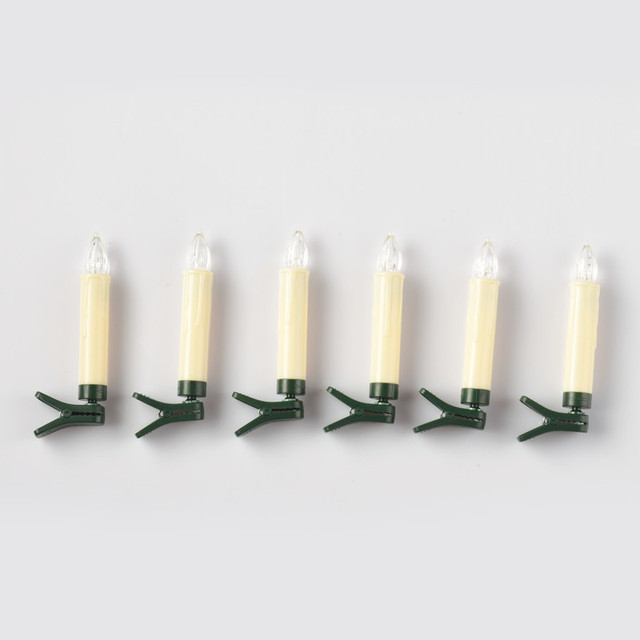 ACA Lighting "6 WHITE MINI CLIPS CANDLES", 6*1 LED LIGHTS BAT. (6*AAA), WW,IP20, φ1.5X10.5cm — X0761121