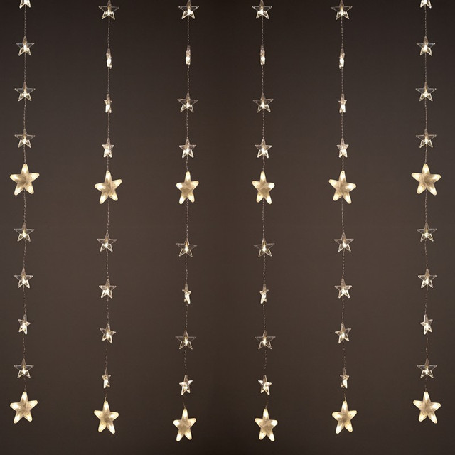 ACA Lighting 144 LED CURTAIN 8 STRINGS*18 LED WW STEADY ADAPTOR 24VDC CONNECT MAX 4 SETS P44 200x150cm TRANSP 3m LEAD CABLE — X071441492