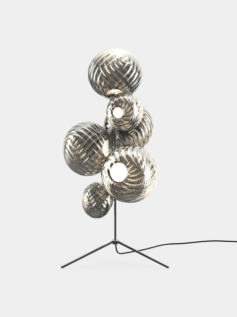 Tom Dixon Whirl Floor Chandelier | Silver Polished Polycarbonate — WHSC01CH-FUN01M1