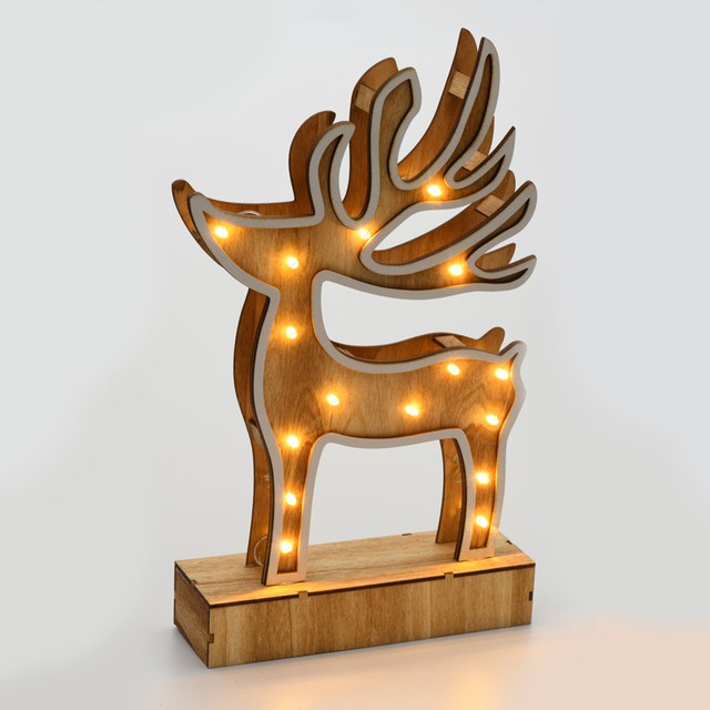 ACA Lighting “WOODEN REINDEER DECOR LIGHTS” 16 LED LIGHTS WITH BATTERY (2xAAA) WARM WHITE IP20 19x33x6cm — XDEERWW333A