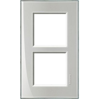 BTicino Square cover plate 2x2P 57mm Cold grey — LNA4832M2KG