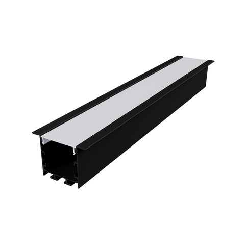 ACA Lighting VYLO ALUMINUM PROFILE P211U BLACK WITH OPAL PC DIFFUSER 3m/pc — manufacturer representative image