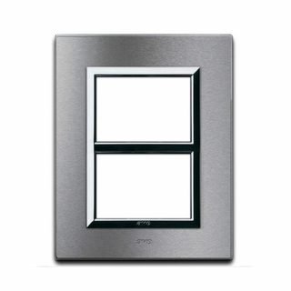 AVE Vera 44 brushed natural aluminium plate, 6 (3+3) modules — 44PA33ALS