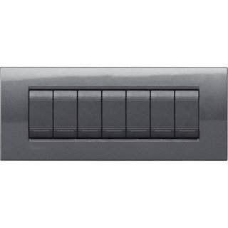 BTicino Square cover plate 7 modules - steel — LNA4807AC