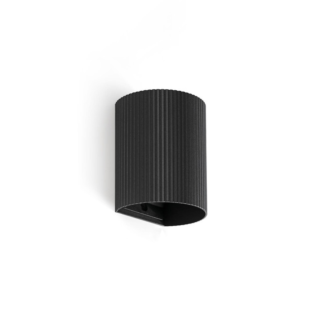Faro Barcelona SOLE Black round wall lamp fluted — 40527