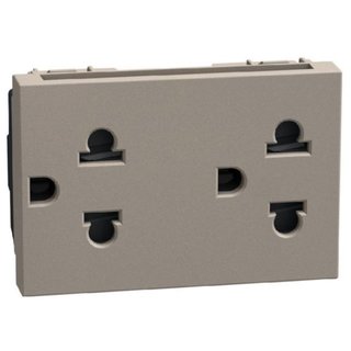 BTicino European/american standard socket 2 P+E 16 A 127/250 V - 3 modules - stone — YG4185
