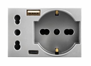 AVE SCHUKO SOCKET + ITA + USB A/C ALLUMIA 3M — 44309015USB