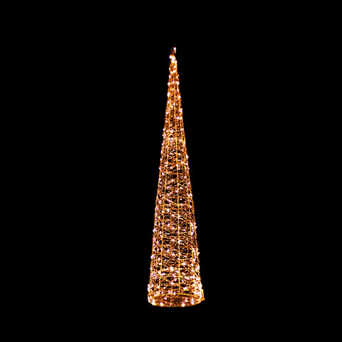 ACA Lighting LED CHRISTMAS CONE GOLDEN WW IP44 H800MM 300LED 4.5V 3.6W 10% FLASHING 5M LEADWIRE — manufacturer representative image