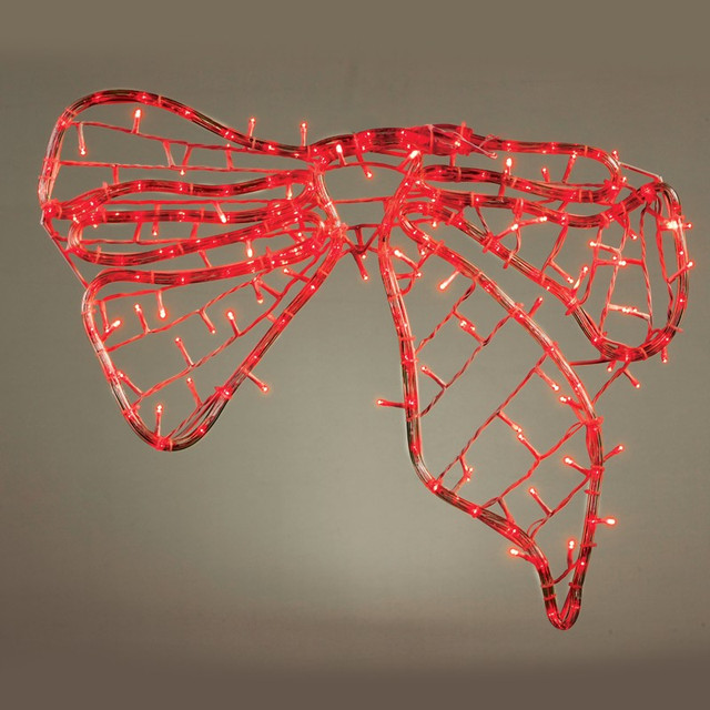 ACA Lighting "BOW, 96 LED MOTIF 4m 2-WIRE ROPE LIGHT & 96 LED STRING LIGHTS WITH ADAPTOR (36VDC), RED, IP44, 60x45cm, WHITE CABLE, 5m — XBOWLEDR60
