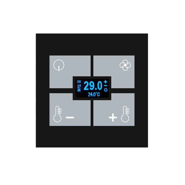 Blumotix Glass Button cover — KNX Glass Thermostat square black — BX-F-QBT