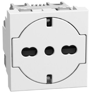 BTicino Italian standard P40 socket 2 P+E 16 A 250 V - 2 modules - white — YW4140A16F