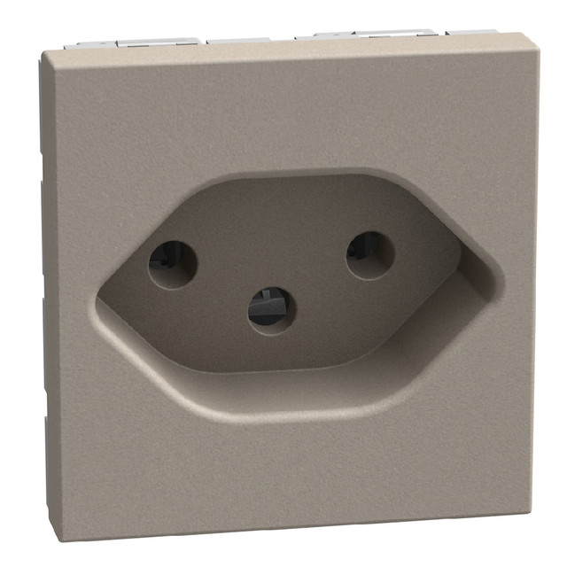 BTicino Swiss standard socket 2 P+E 10 A 250 V socket - 2 modules - stone — YG4164T13