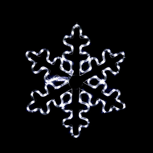 ACA Lighting "SNOWFLAKE", 96 LED MOTIF 4m 2-WIRE ROPE LIGHT, COOL WHITE, FLASH CONTROLLER, IP44, 56cm, 1.5m LEAD CABLE — XSNOWBLEDW56