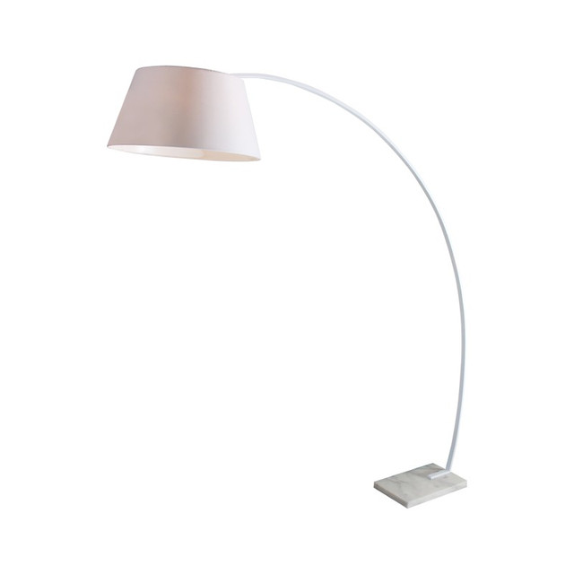 ACA Lighting FLOOR LAMP WHITE MARBLE BASE & FABRIC SHADE 1XE27 LENNON — MF11185WH