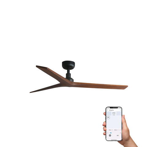 Faro Barcelona KLIM M Ceiling fan black/walnut TUYA — manufacturer representative image