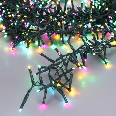 ACA Lighting XMAS CLUSTER LED LIGHTS 400 MACARON COLOURS 5mm BULB GREEN LEADWIRE 3m IP44 ADAPTER 220/240VAC-31VDC 3.6W 8 FUNCTIONS MEMORY& 8/16 TIMER L8m — manufacturer representative image