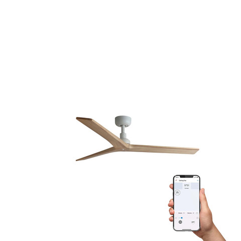 Faro Barcelona KLIM M Ceiling fan white/pine TUYA — manufacturer representative image