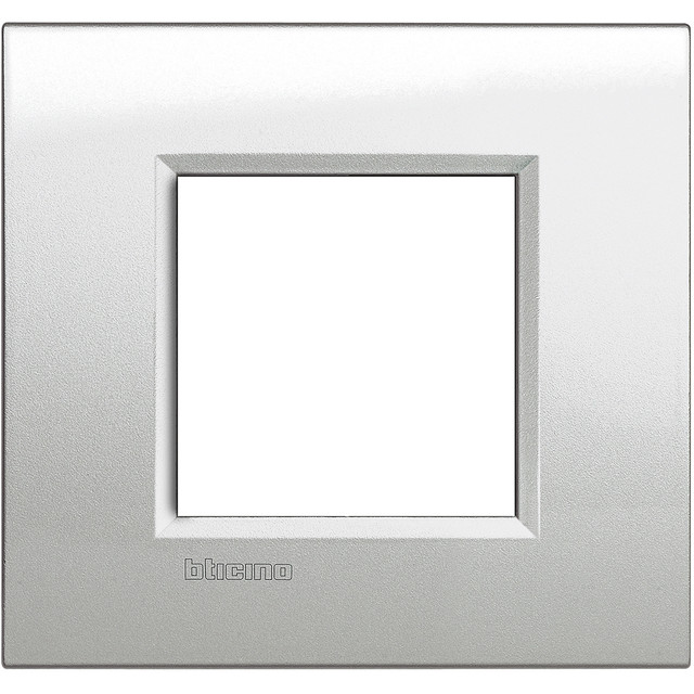 BTicino Square cover plate 2 modules - silver moon — LNA4802GL