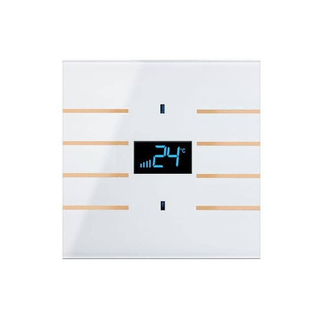 Blumotix Glass Line cover — KNX Glass Thermostat, square, white — BX-F-QKWGT-Gold