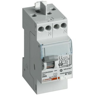 BTicino Earth leakage circuit breaker 2P - type AC - In= 25A - Idn= 30mA - Vn= 230/400Vac - 2 modules — G723AC25
