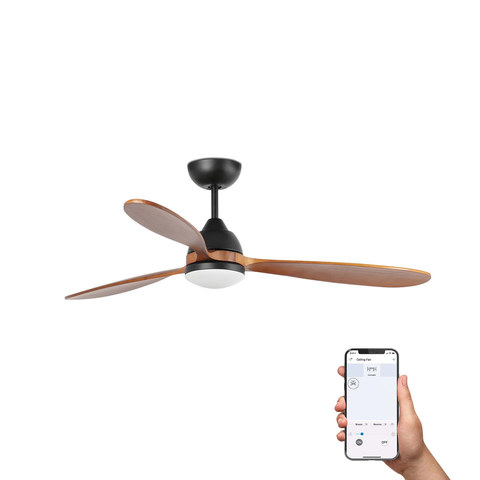 Faro Barcelona POROS L LED Black/walnut fan TUYA — manufacturer representative image