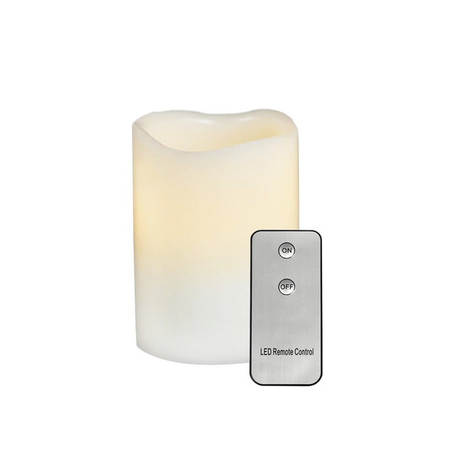ACA Lighting WHITE WAX, 1 LED LIGHT WITH BATTERY (2xAA) & ON/OFF IR REMOTE CONTROLLER, WARM WHITE, IP20, φ7.5x12.5cm — F0711515