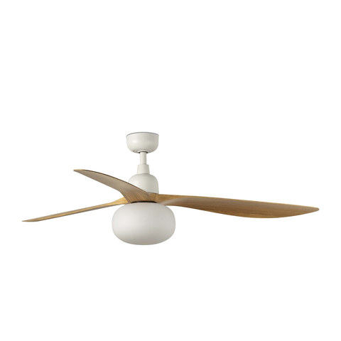 Faro Barcelona OUTWOOD L Ceiling fan white/oak IP44 E27 — manufacturer representative image