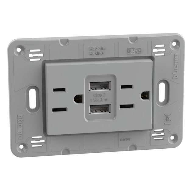 BTicino American standard universal duplex socket 2 P+E 15 A 127/250 VA — JG4188AA