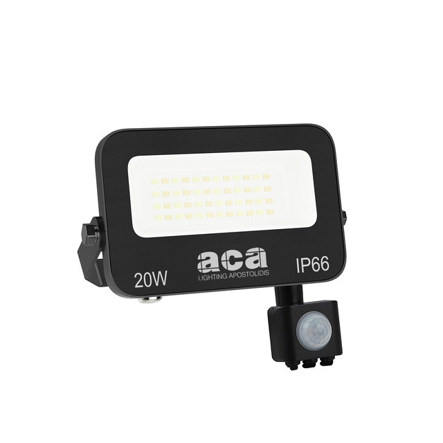 ACA Lighting LED SMD BLACK FLOOD LUMINAIRE WITH SENSOR 20W 3CCT 2000LM 185-260V RA>80 IP66 — N20CCTS