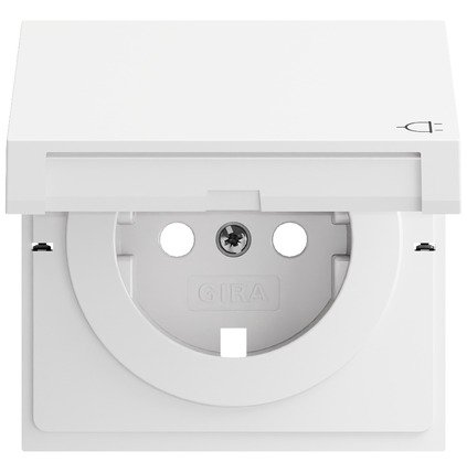 Gira Cover for SCHUKO socket outlet 16 A 250 V~ with hinged cover pure white glossy System 70 — 492270