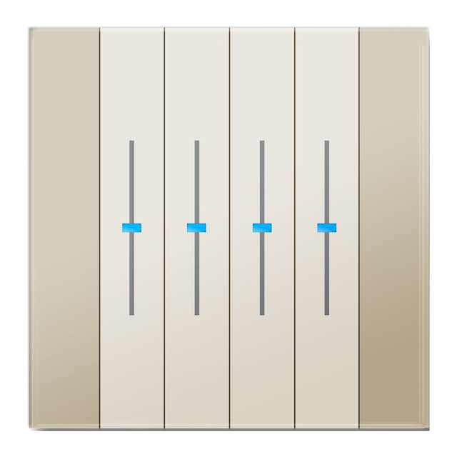 Blumotix Glass Vertical cover — Square glass keypad, cream on white base, 8 functions — BX-F-QQCV
