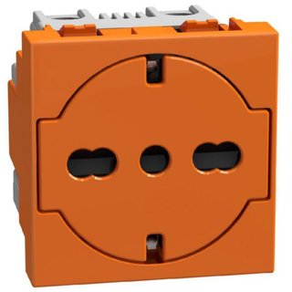 BTicino Italian standard P40 socket 2 P+E 16 A 250 V - 2 modules - orange — Y4140A16FO