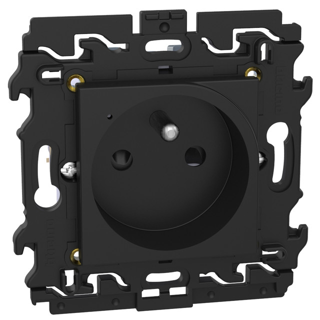 BTicino 250 Vac 16 A French/Belgian standard connected socket. Power supply 110-230 Vac - 2 modules - dark — YD4142AC