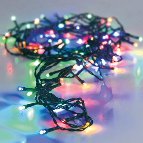 ACA Lighting XMAS LED STRING LIGHTS 120 MULTI COLOUR 5mm BULB GREEN LEADWIRE 3m IP44 ADAPTER 220/240VAC-3.5VDC 1.2W 8 FUNCTIONS MEMORY& 8/16 TIMER L9m — manufacturer representative image