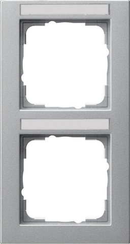 Gira E2 cover frame with inscription space colour aluminium colour aluminium (lacquered) — 110225
