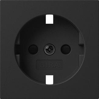 Gira Cover for SCHUKO socket outlet 16 A 250 V~ with increased contact protection (Safety Plus) black matt (lacquered) System 55 — 4921005
