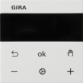 Gira System 3000 room temperature controller Display pure white glossy System 55 — 539303