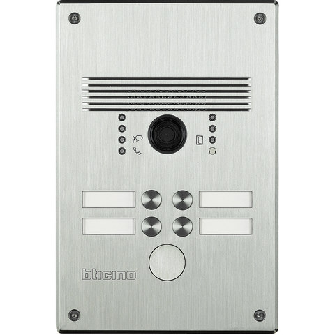 BTicino Linea 300 monobloc vandal-resistant video entrance panel up to 4 calls — manufacturer representative image
