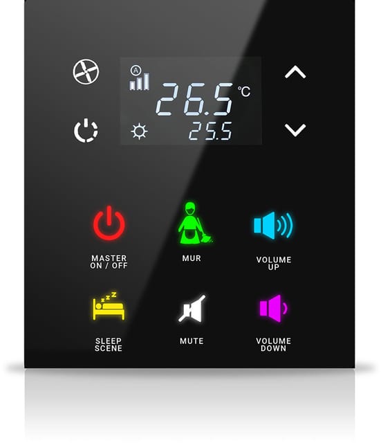 EAE Mona 1-Button Thermostat – Black, FCU Control
