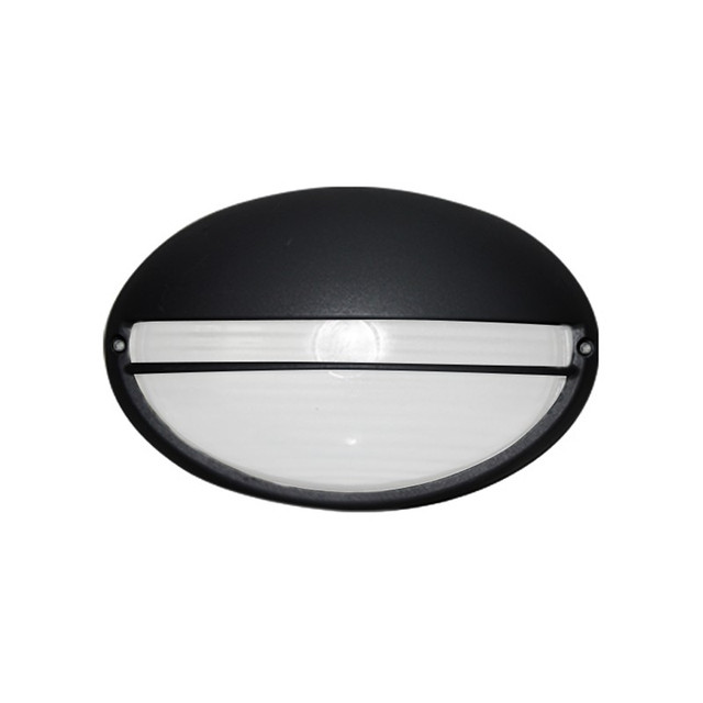 ACA Lighting WALL LAMP OVAL 21.5cm WITH COVER BLACK RAL C0026 — HI5073BMS
