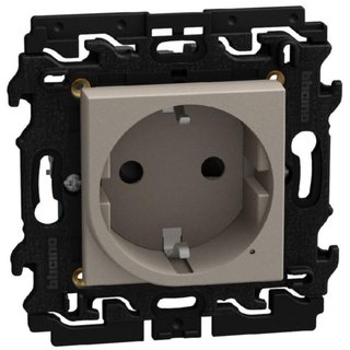 BTicino 250 Vac 16 A German standard connected socket. Power supply 110-230 Vac - 2 modules - stone — YG4141AC