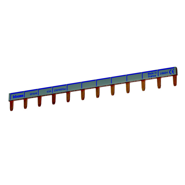 BTicino Cabling comb for 2P earth leakage circuit breakers ID4H type - 11 pin - upside cabling — FP11/1P