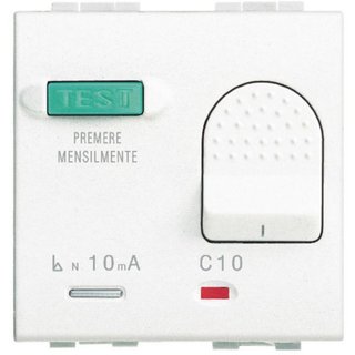 BTicino Salvavita thermal magnetic circuit breaker with earth leakage protection - 10A 230Vac Icn 3kA — N4305/10