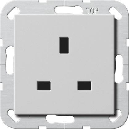 Gira British Standard socket outlet (BS 1363), 13 A 250 V~ with shutter grey matt (laquered) System 55 — 2776015