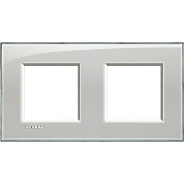 BTicino Square cover plate 2x2P 71mm Cold grey — LNA4802M2KG