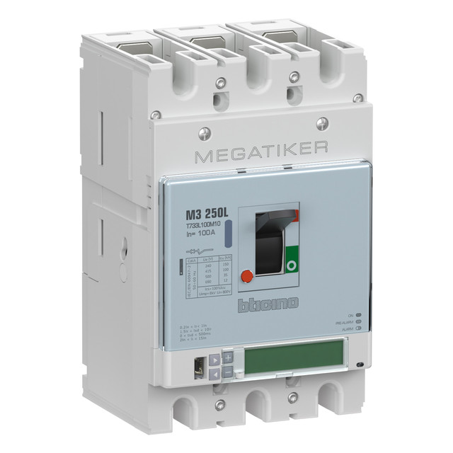 BTicino M3 250L - electronic Mccb with measure 3P - 100A - 100kA — T733L100M10