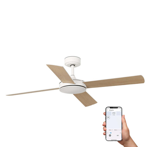Faro Barcelona MALLORCA L White/maple fan TUYA — manufacturer representative image