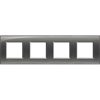 BTicino Square cover plate 2x4P 71mm London fog — LNA4802M4KF